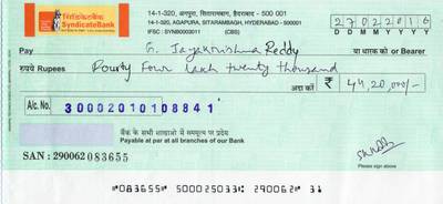Sample image from Cheque Detection
