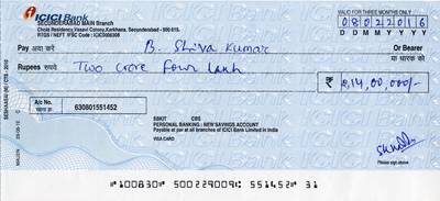 Sample image from Cheque Detection