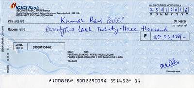 Sample image from Cheque Detection
