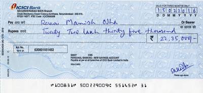 Sample image from Cheque Detection