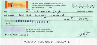 Sample image from Cheque Detection