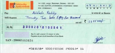 Sample image from Cheque Detection