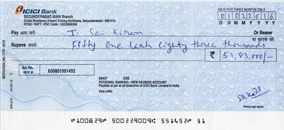 Sample image from Cheque Detection