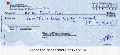 Sample image from Cheque Detection