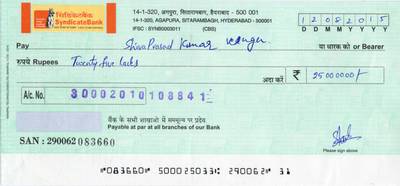 Sample image from Cheque Detection